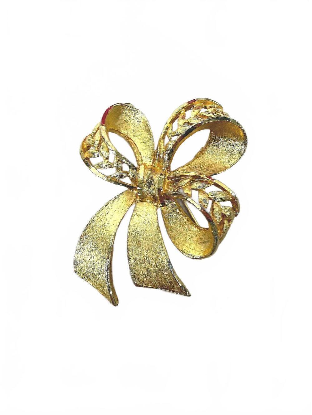 Vintage Gold Tone Bow Brooch Pin